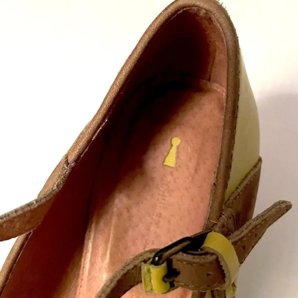 Anthro Schuler & Sons Chartreuse Retro Nouvelle Heels With Woven Front Detail & - Picture 5 of 9
